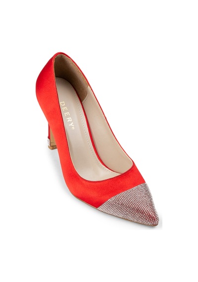Deery Kırmızı Saten Taşlı Stiletto Kadın Topuklu Ayakkabı - K0030zkrmm01 Kırmızı