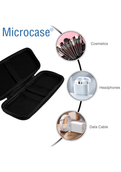 Dokunmatik Kalem Pencil Kalemlik Fırça Set Kulaklık Kablo Organizer Kılıfı 21x9cm Al5356 Siyah