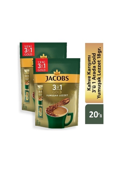Jacobs 3'ü 1 Arada Gold Yumuşak İçim Karışım Kahve 120'li 10 x 2 Paket