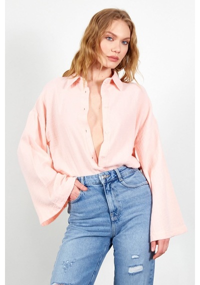 Manche Gül Kurusu Kolları Salaş Yıkamalı Müslin Oversize Rahat Kalıp Kadın Basic Gömlek Mks166881-01-6881 Manche Gül Kurusu Kolları Salaş Yıkamalı Müslin Oversize Rahat Kalıp Kadın Basic Gömlek Mks166881-01-6881