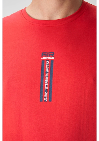 Air Jones Tommy Life Fiesta %100 Pamuk Kalın Yumuşak Dokulu Oversize Fit Baskılı Erkek T-shirt - 88360 Kirmizi