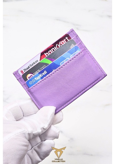 Vanilla Collection Unisex Mini Ve Ince Deri Dizme Kartlık Portföy Lila Lila