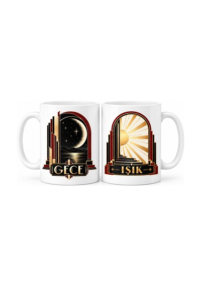 Mmb-trade Gece Ve Işık 2'li Porselen Kupa Seti - Model 690 Mmbz