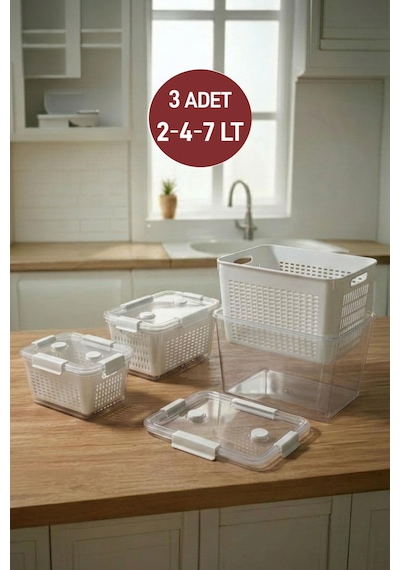Selka Home Lavin 3'lü Saklama Kabı ( 2-4- 7 Lt. )