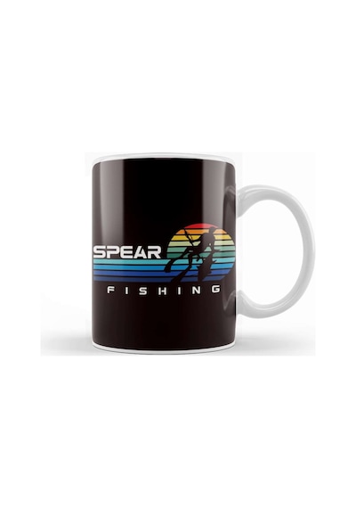 Vintage Spearfishing Retro Spearfisher Speargun Freediver Kupa Bardak Porselen No22707 Karışık