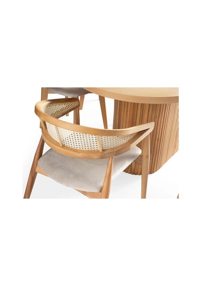 Panama İskandinav Natural Ahşap Masa Sandalye Takımı 80x160 Natural