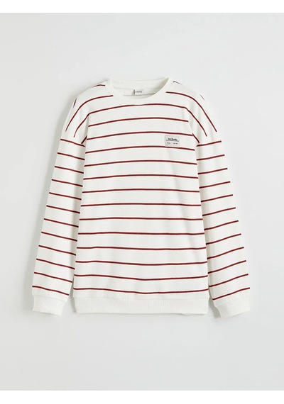Lc Waikiki Kırmızı Çizgili Erkek Çocuk Sweatshirt KIrmızı