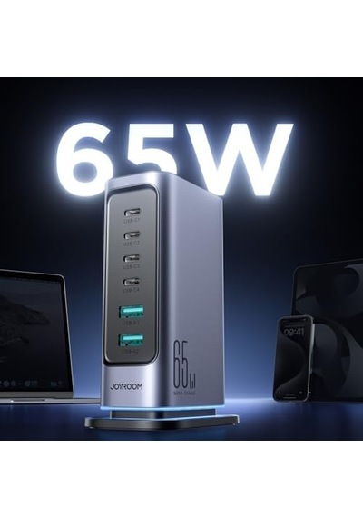 65w Gan Çok Portlu Şarj İstasyonu, 4 Usb-a Portu, 2 Usb-c Portu, 1,5 M Kablo