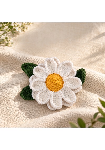 Fugo El Örgüsü Papatya Toka 8,5 Cm Beyaz Çiçekli, Sarı Merkezli Ve Yeşil Yapraklı El Yapımı Saç Aksesuarı Beyaz Çiçek Fugo El Örgüsü Papatya Toka 8,5 Cm Beyaz Çiçekli, Sarı Merkezli Ve Yeşil Yapraklı El Yapımı Saç Aksesuarı Beyaz Çiçek