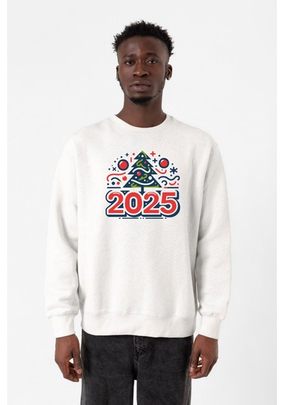 Happy New Year 2025 Essential Happy New Year 2025 Essential Beyaz Erkek 2ip Sweatshirt 001
