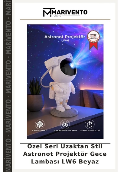 Özel Seri Uzaktan Stil Astronot Projektör Gece Lambası Lw6 Beyaz Çok Renkli