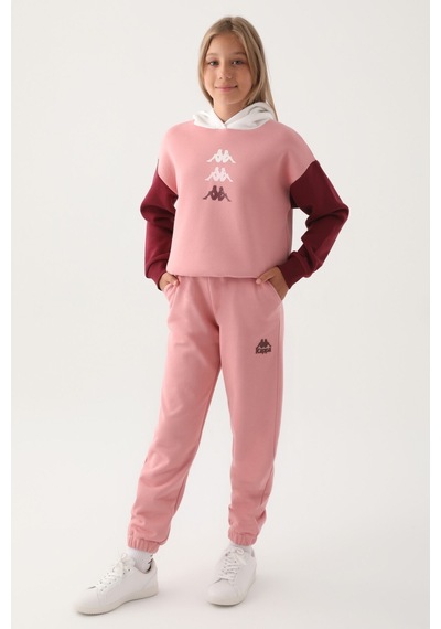 Kappa Pembe Garnili Kol Detaylı Kapüşonlu Kız Çocuk Sweatshirt 5274-41940 Pembe