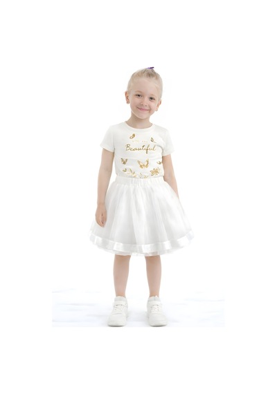 Fesshera Kids Kız Çocuk Etek 23 Nisan Ve 29 Ekime Özel Etek Beyaz