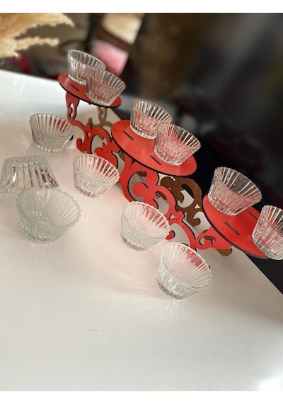 Rayan 6 Lı Cam Mini Sosluk Reçellik Kahve Yanı İkram Tabağı Şeffaf