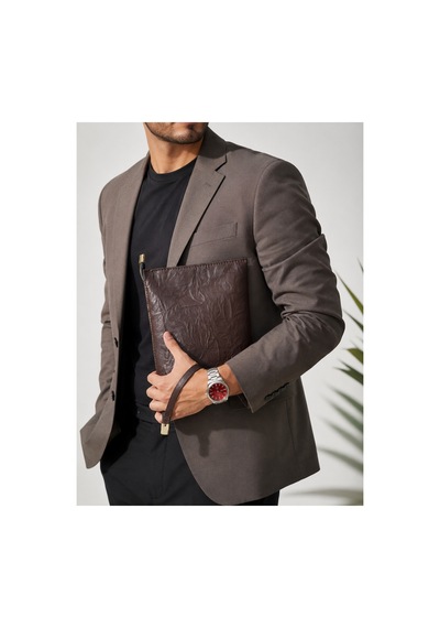 Plush Studıo Istanbul Noır Case Hakiki Deri Clutch El Çantası Şık, Minimal & Zamansız Tasarım Kahverengi Kahverengi