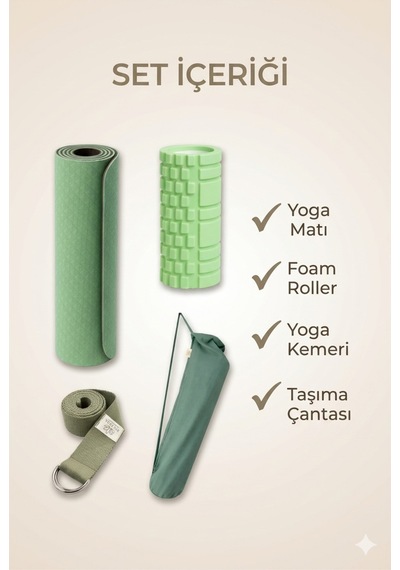 Evde Yoga Premium Seti Yoga Matı, Mat Çantası, Yoga Kemeri Ve Foam Roller İçeren Başlangıç Yoga Ve Pilates Seti Diğer