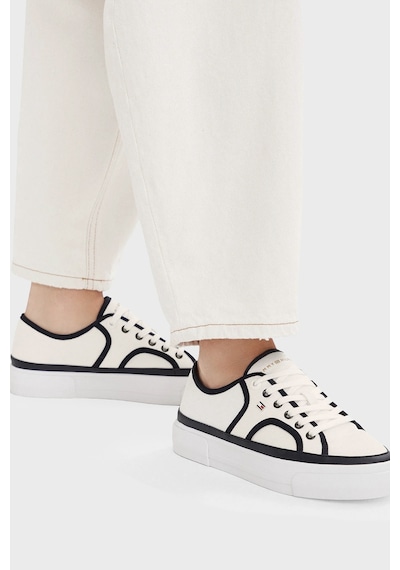 Tommy Hilfiger Platform Kanvas Sneaker Ayakkabı Kadın Ayakkabı Fw0fw09394 0g7 Ekru