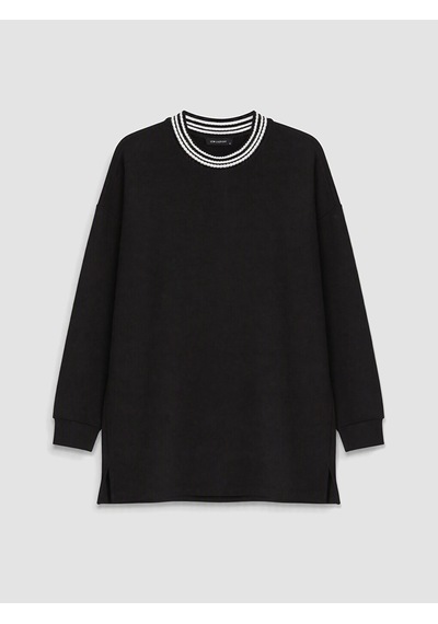 Lcw Everyday Siyah Oversize Soft Touch Kadın Sweatshirt Tunik
