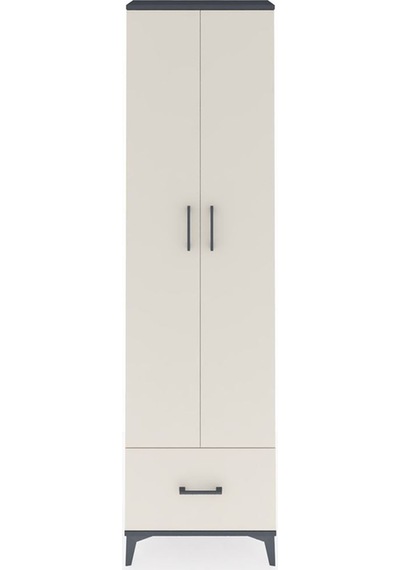 Arges Dolap 5 Raflı Tek Çekmeceli 2 Kapaklı 60x30x221 Antrasit-aytaşı Antrasit