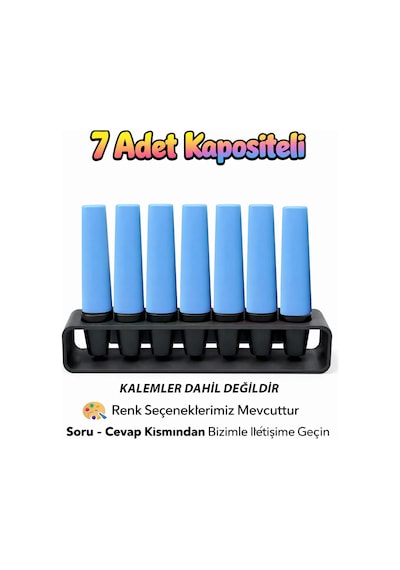7 Adet Kapasiteli Masaüstü Kalem & Fosforlu Kalem Standı Çok Amaçlı Organizer Pastel & Standart Çok Renkli