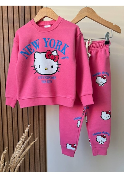 Miniko Kids Luccı Kız Çocuk Kity 3 İplik Şardonsuz Eşofman Takımı Fuşya Miniko Kids Luccı Kız Çocuk Kity 3 İplik Şardonsuz Eşofman Takımı Fuşya