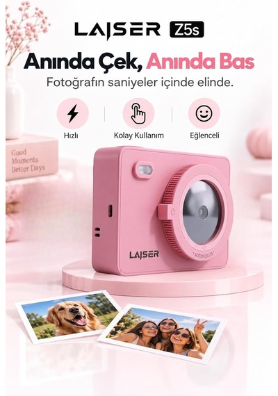 Z5s İnstant Kamera Ve Fotoğraf Yazıcısı - Şipşak Fotoğraf Makinesi - Pink