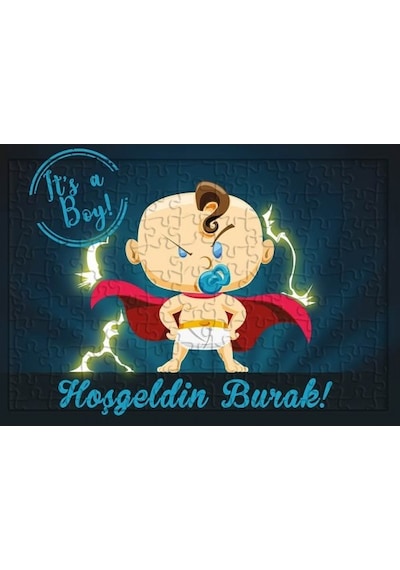 Erkek Bebek Hoş Geldin Hediyesi Isimli Puzzle - Yapboz