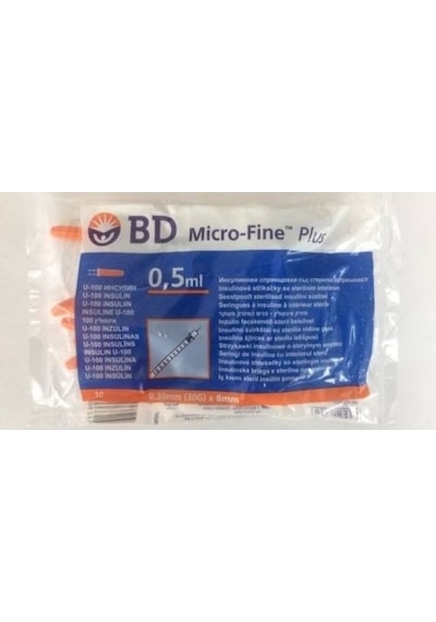 Bd 0.5 Ml İnsülin Enjektörü 30g 0,30mm x 8mm 10'lu 5 Paket