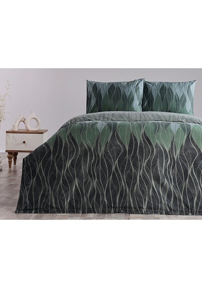Doqu Home Ranforce Leaf Nevresim Takımı Çift Kişilik - Yeşil