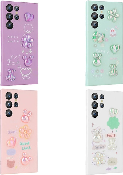 Galaxy S22 Ultra Kılıf Kabartma Figürlü Parlak Zore Toys Silikon Kapak Light Green