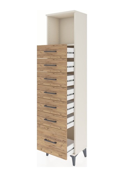 Arges Dolap Tek Raflı 7 Çekmeceli 44x30x182 Aytaşı-çam Aytaşı
