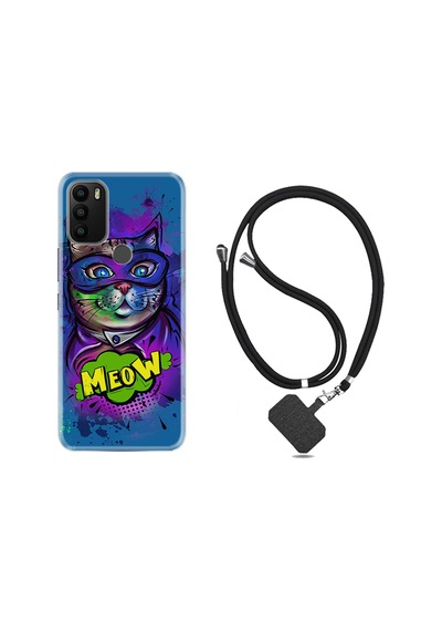 General Mobile Gm21 Plus Kılıf Boyun Askılı Super Meow 1715