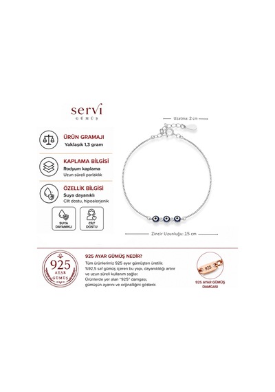Servi 925 Ayar Iris Trio Bileklik-259 Gümüş