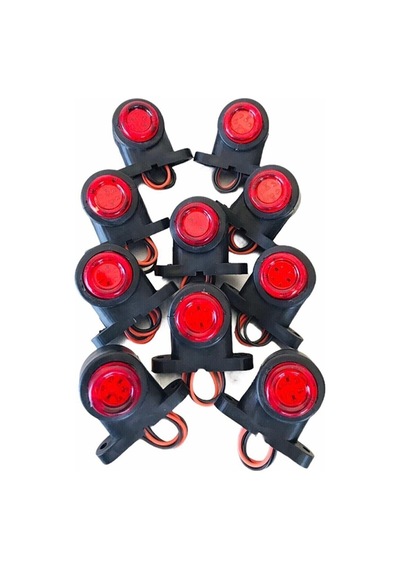 12 Ledli Mini Takoz Lamba - Kırmızı Sarı 10 Adet 12-24 Volt