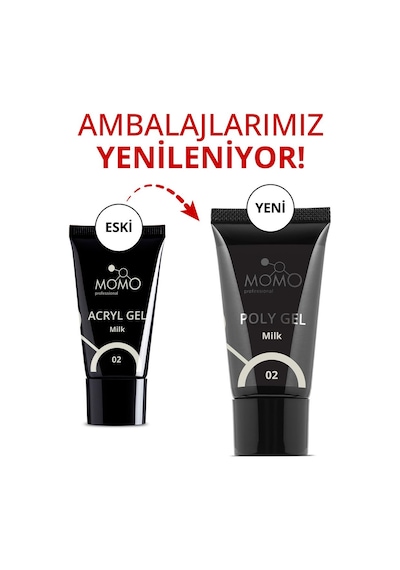 Momo Professional Protez Tırnak İçin Poly Gel Poli Jel No.02 Süt Beyazı 30 Gr