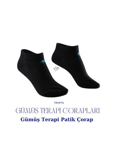 1senartbeauty Gümüş Terapi Patik Çorap / Unisex Siyah