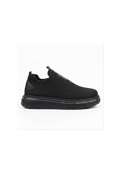 Daytex 1111 Erkek Slip-on - Full Triko Örgü Sportif Kalın Eva Taban Sneaker Siyah
