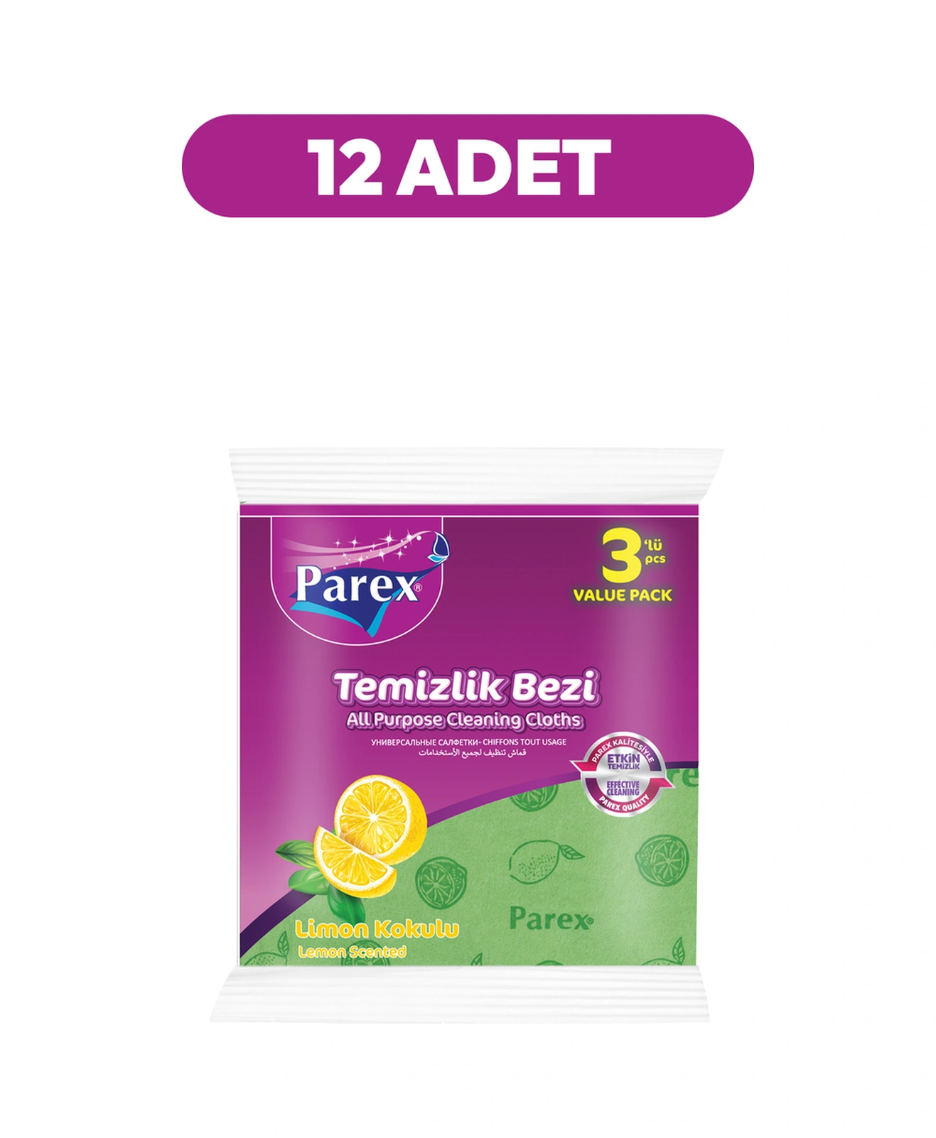 Limon Kokulu 3'lü Temizlik Bezi Onikili Paket Diğer