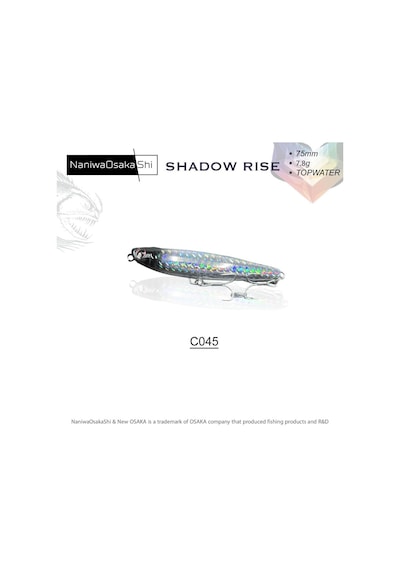 Naniwaosakashi Shadow Rise Topwater 75 Mm 7.8 Gr Su Üstü Maket Balık