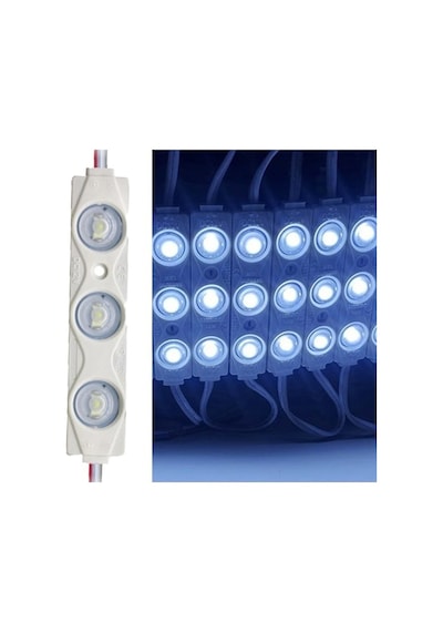 Beyaz Modül Mercekli 3 Ledli Kablolu Parmak Led 12 V 5 Adet