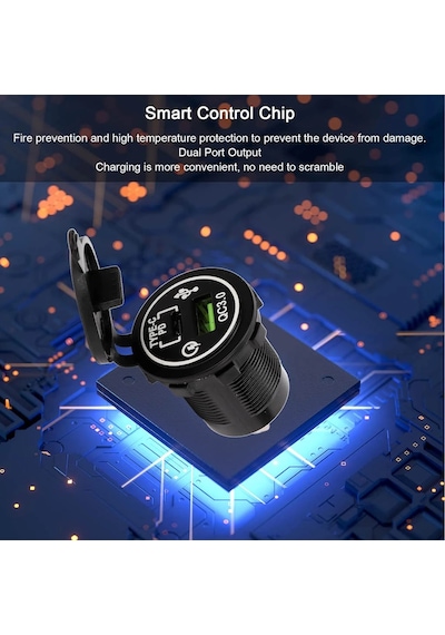 Ic-266c-5 Usb3.0 + Type-c Pano Tipi Çakmaklık Soketi 12-24v