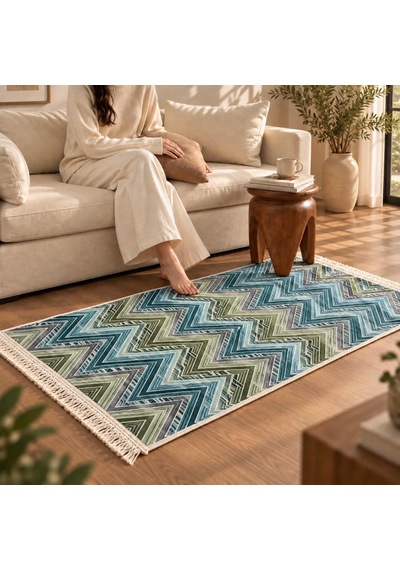 Bigghome Çift Taraflı Kilim 80 150 Cm Sa26op Yeşil