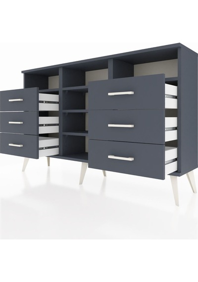 Arges Konsol 5 Raflı 6 Çekmeceli 132x30x83 Antrasit-antrasit/antrasit Antrasit/antrasit Arges Konsol 5 Raflı 6 Çekmeceli 132x30x83 Antrasit-antrasit/antrasit Antrasit/antrasit