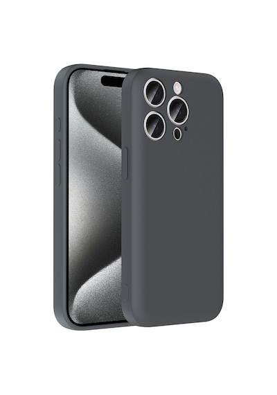 Apple Uyumlu iPhone 15 Pro Max Kılıf Kamera Korumalı Kartlık Hazneli Zore Vitra Kapak Gri