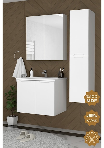Teta Home Astana 80 Cm Mdf Gövde Membran Kapak Banyo Dolabı Seti + Boy Dolabı Beyaz Teta Home Astana 80 Cm Mdf Gövde Membran Kapak Banyo Dolabı Seti + Boy Dolabı Beyaz