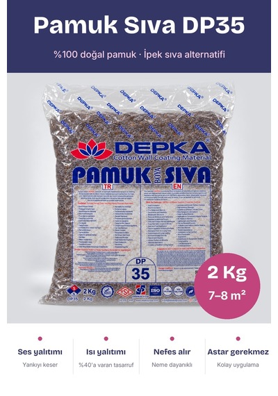 Depka Pamuk Sıva Dp35 2 Kg 7-8 M² İpek Sıva Alternatifi Isı Ve Ses Yalıtımlı Dekoratif Sıva