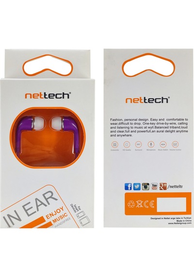Nettech Nt-112 3.5 Jack Girişli Kulak İçi Kulaklık Mor Diğer