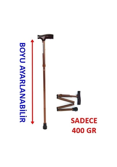 Alüminyum Katlanır Baston  Bronz Renk Boyu Ayarlanabilir