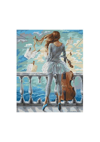 Mavi Nota Sayılarla Boyama Seti - 40x50cm, Çerçeveli