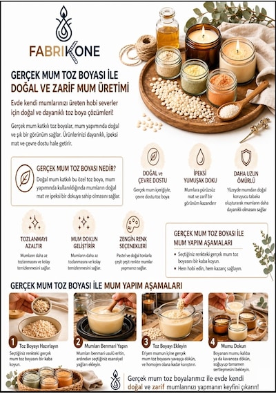 Premium Mum Yapım Hobi Seti - Soya Wax 250 Gr - Tekli Toz Mum Boyası - Sarı Bkfabsw2501sr Karışık